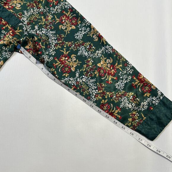 Vintage Victoria's Secret Pajama Set Womens Small Green Floral Quilted Satin 90s - Picture 10 of 13